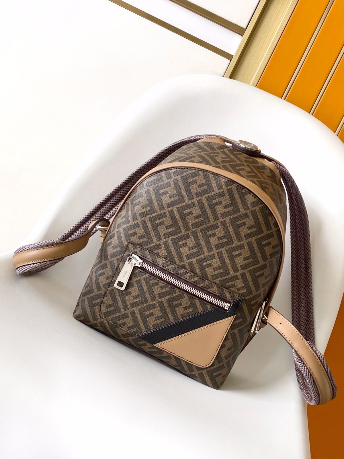 Fendi Chiodo Small Fendi Diagonal Backpack - Image 1