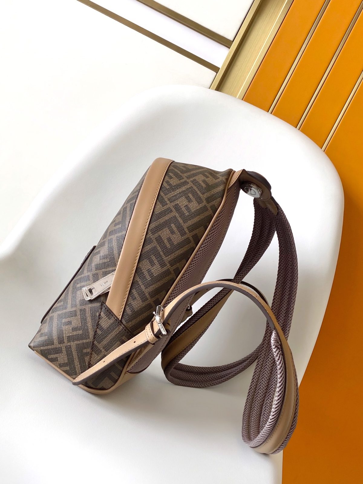 Fendi Chiodo Small Fendi Diagonal Backpack - Image 5