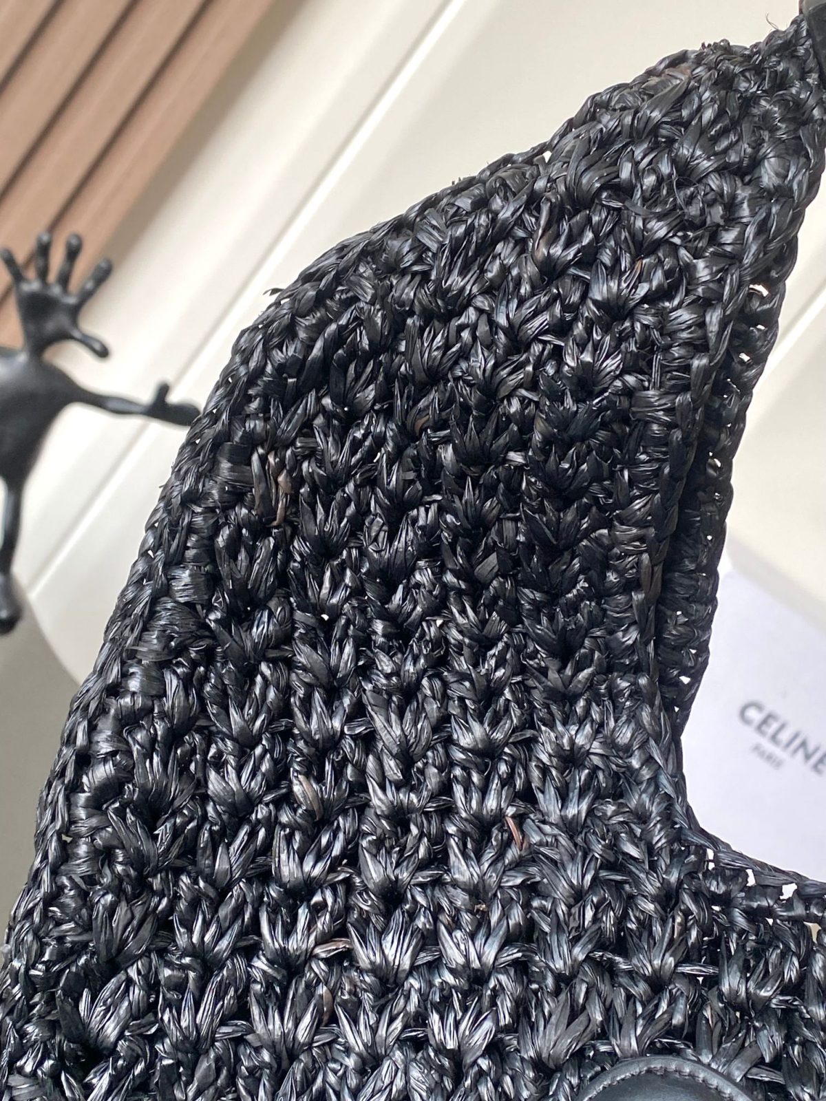 Celine Classic Panier Hobo Bag In Raffia And Calfskin - Image 9