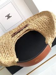 Celine Classic Panier Hobo Bag In Raffia And Calfskin - Image 5