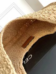 Celine Classic Panier Hobo Bag In Raffia And Calfskin - Image 8