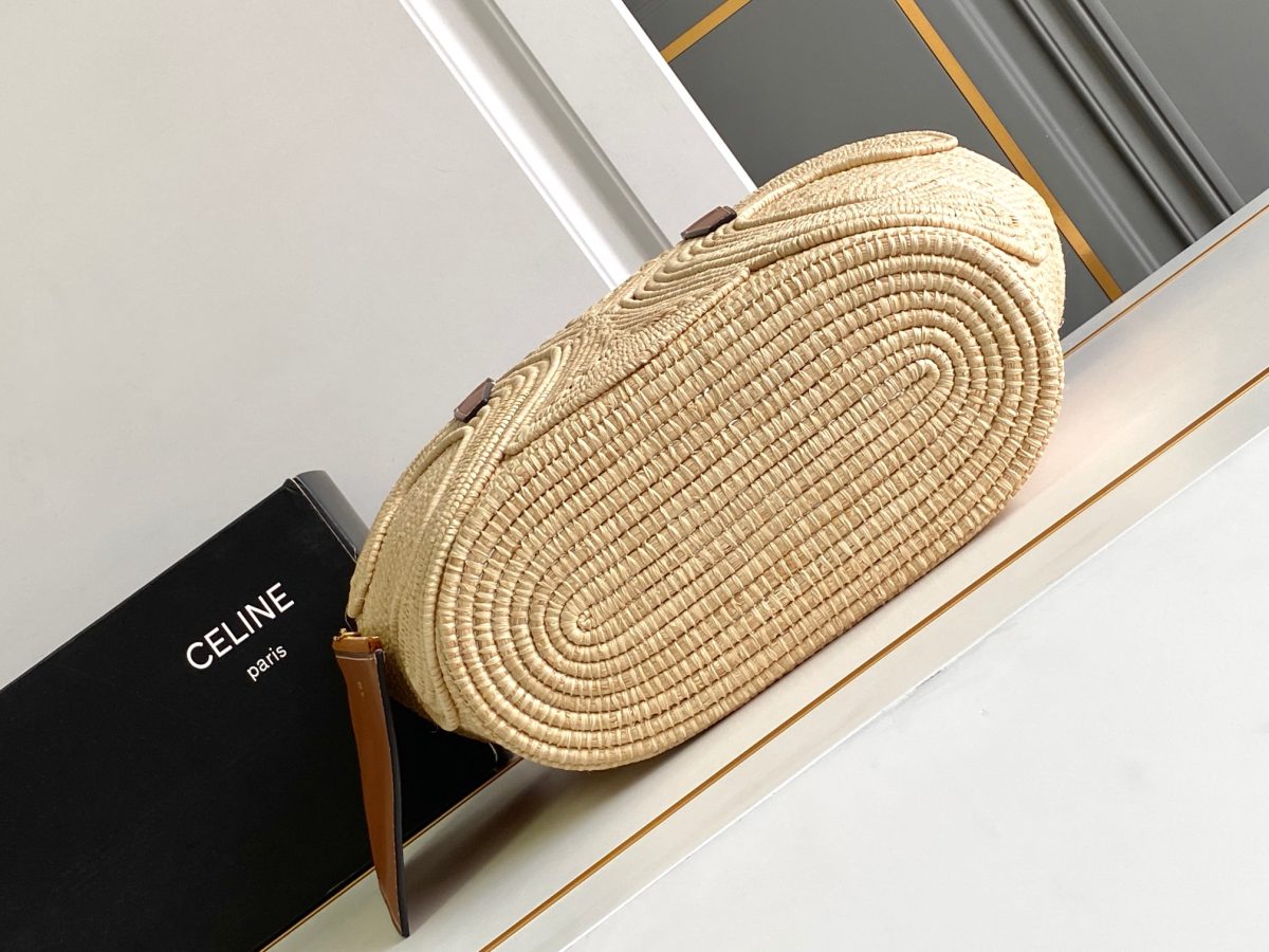 Celine Classic Panier Small Braided Triomphe In Raffia And Calfskin - Image 4
