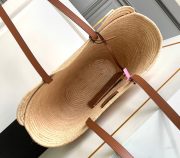 Celine Classic Panier Large Braided Triomphe In Raffia And Calfskin - Image 8