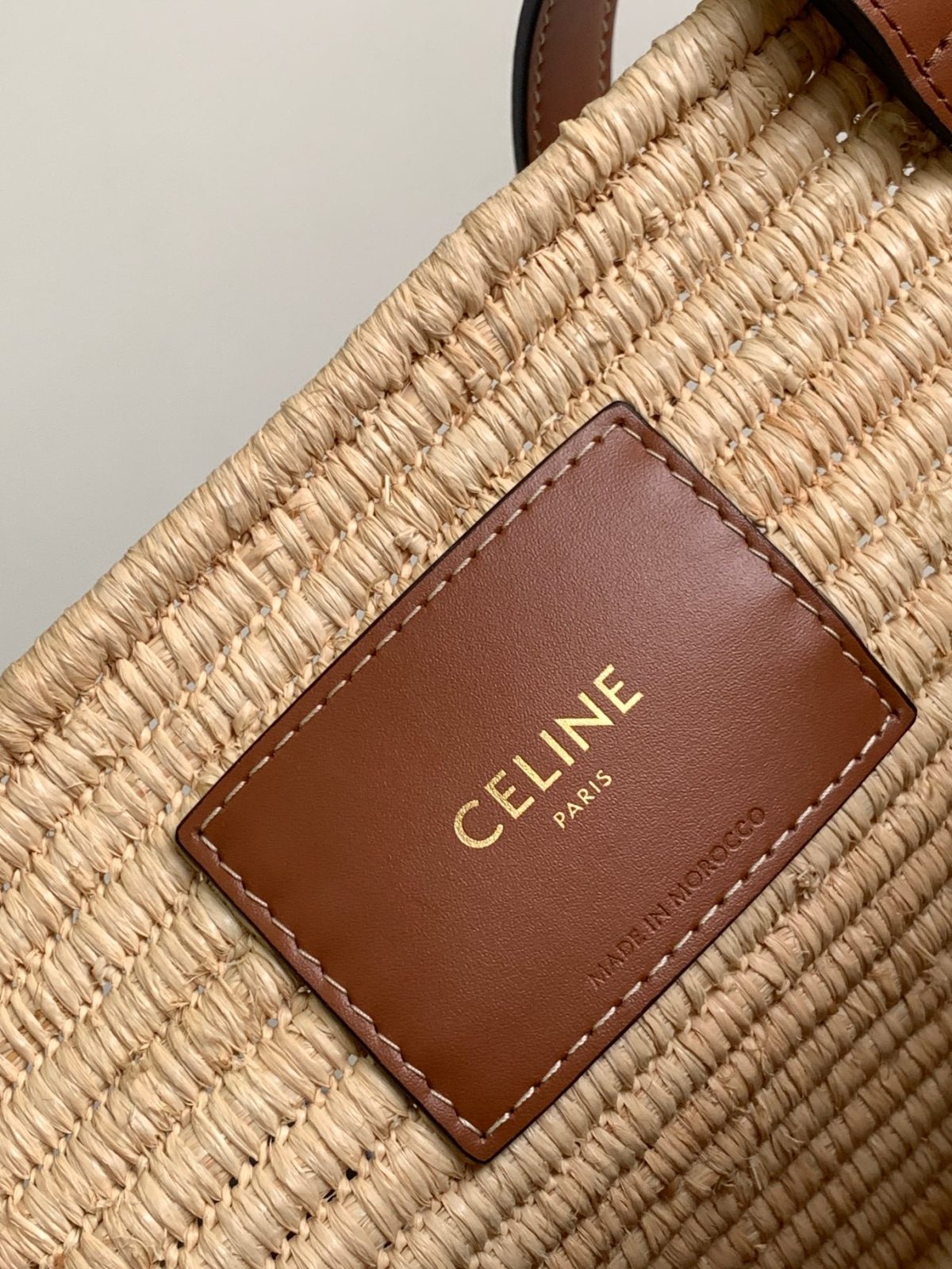 Celine Classic Panier Large Braided Triomphe In Raffia And Calfskin - Image 9