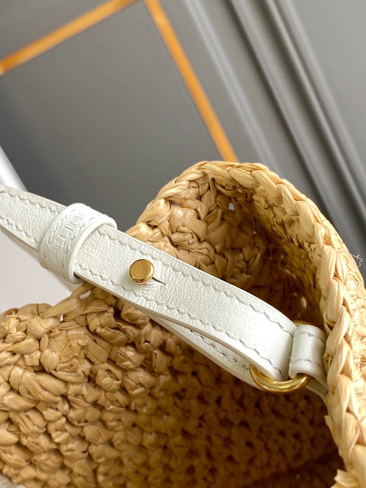 Celine Small Cabas Thais In Raffia And Calfskin - Image 6