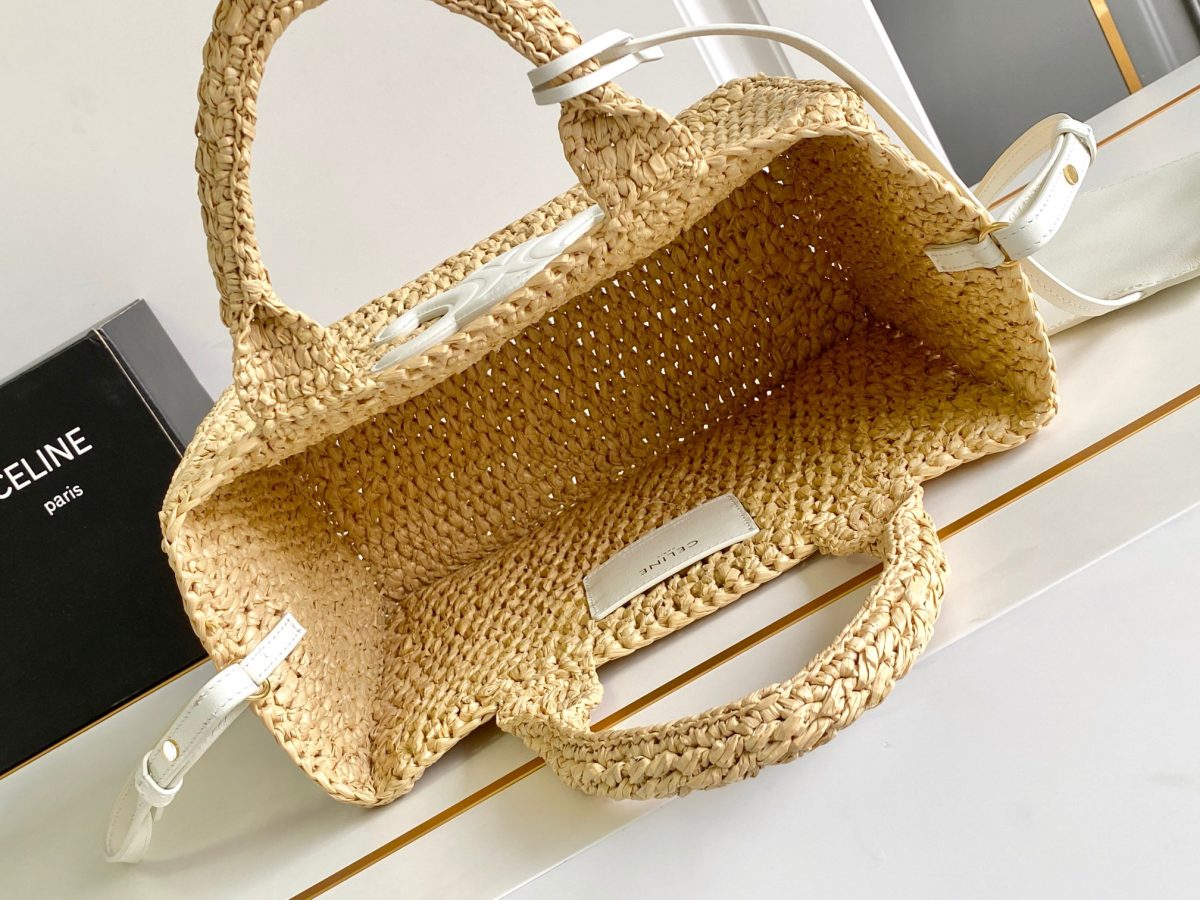 Celine Small Cabas Thais In Raffia And Calfskin - Image 8