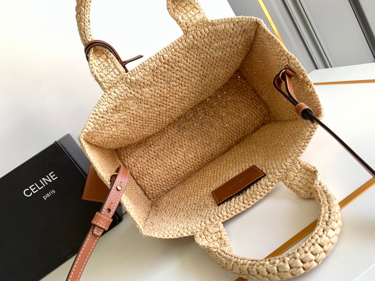 Celine Small Cabas Thais In Raffia And Calfskin - Image 7