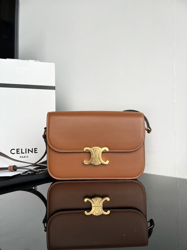 Celine Teen Triomphe Medium Bag In Shiny Calfskin