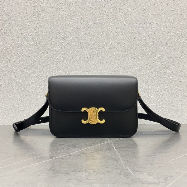 Celine Teen Triomphe Medium Bag In Shiny Calfskin