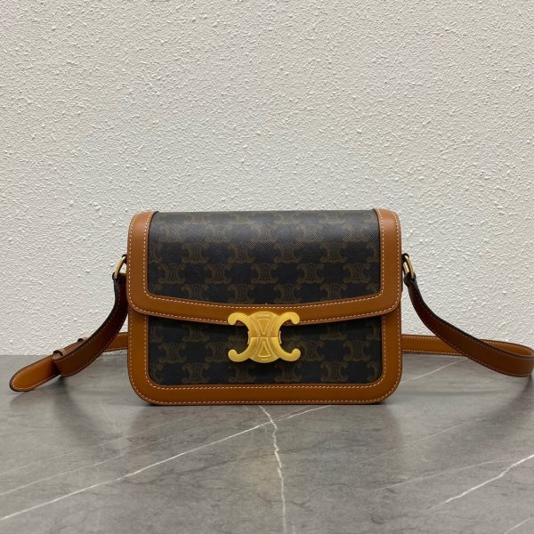 Celine Classique Triomphe Bag In Triomphe Canvas And Calfskin