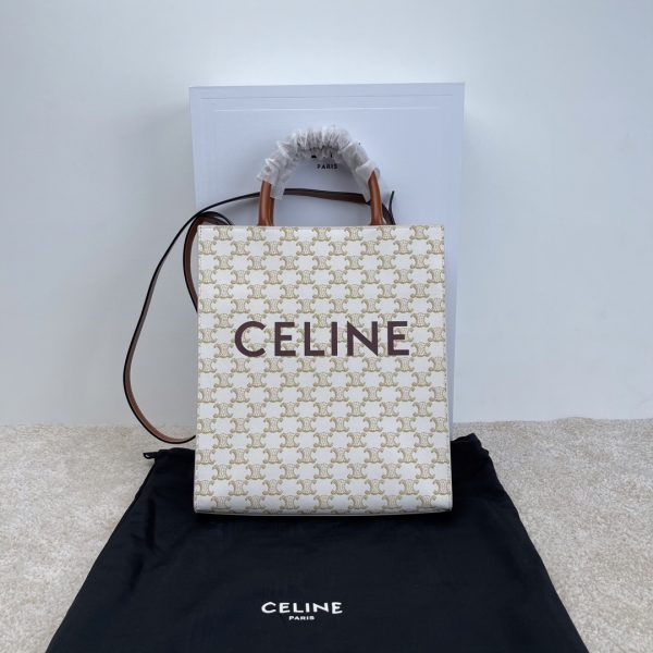 Medium Vertical Cabas In Triomphe Canvas With Celine Print