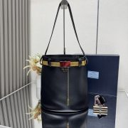 Prada Buckle Leather Bucket Bag