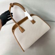 Prada Medium Linen Blend And Leather Tote Bag - Image 3