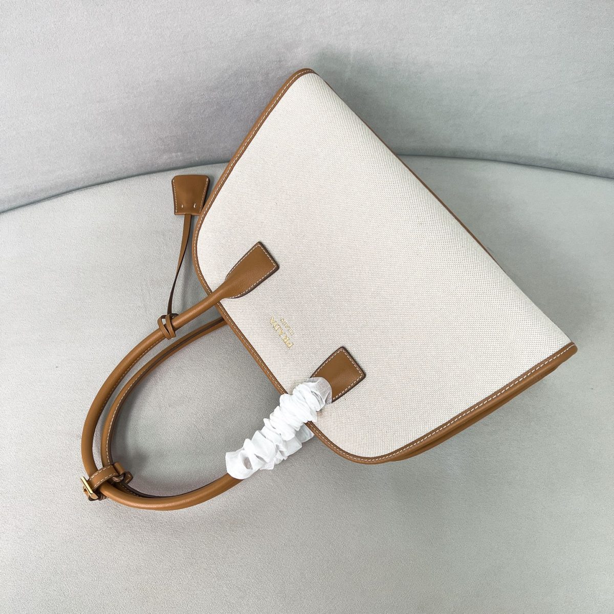 Prada Medium Linen Blend And Leather Tote Bag - Image 2