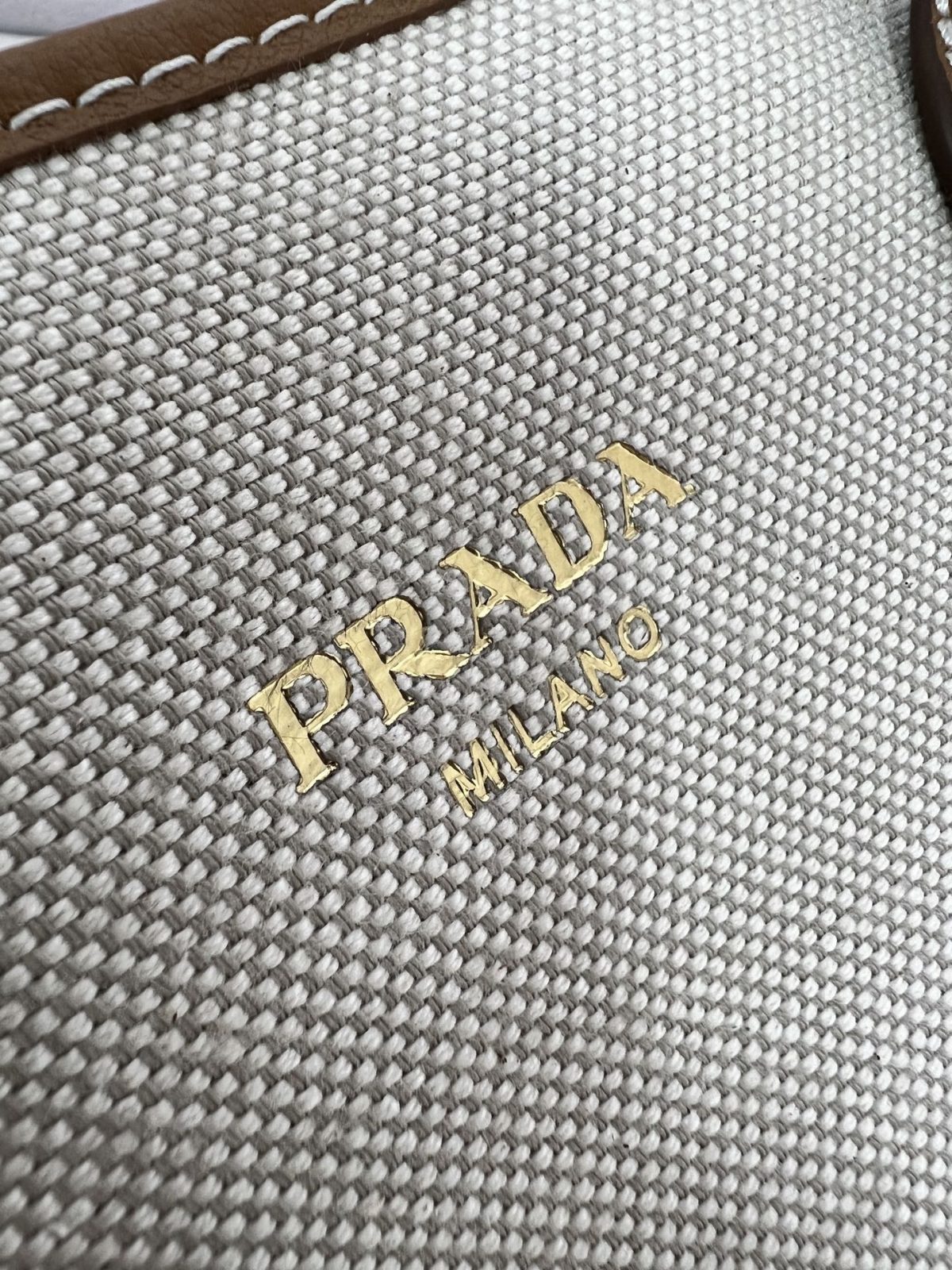 Prada Medium Linen Blend And Leather Tote Bag - Image 9