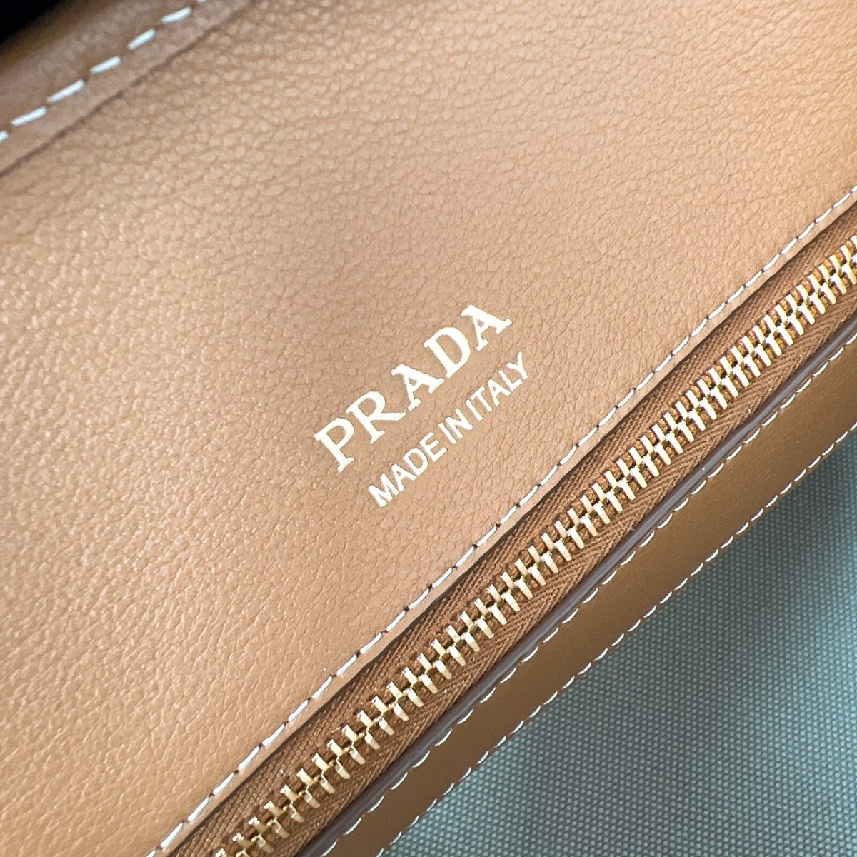 Prada Medium Linen Blend And Leather Tote Bag - Image 8