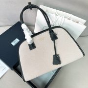Prada Medium Linen Blend And Leather Tote Bag