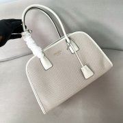 Prada Medium Linen Blend And Leather Tote Bag - Image 3