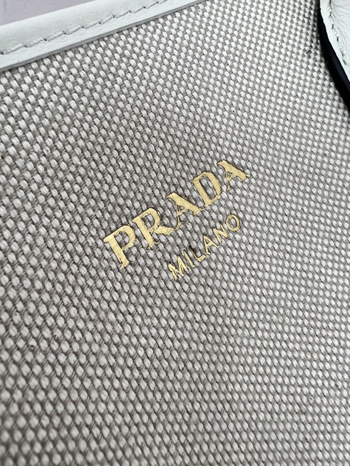 Prada Medium Linen Blend And Leather Tote Bag - Image 9
