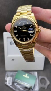 Best Swiss Super Clone Rolex Day-Date 228238 Replica – 40mm Gold & Black AAA+ - Image 2