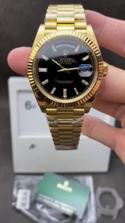 Best Swiss Super Clone Rolex Day-Date 228238 Replica – 40mm Gold & Black AAA+