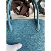 Hermes Bolide 1923 27 Handmade Bag in Blue Jean Clemence Calfskin - Image 4