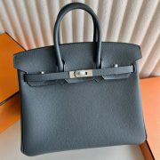 Hermes Birkin 25 Retourne Handmade Bag in Gris Misty Clemence Leather