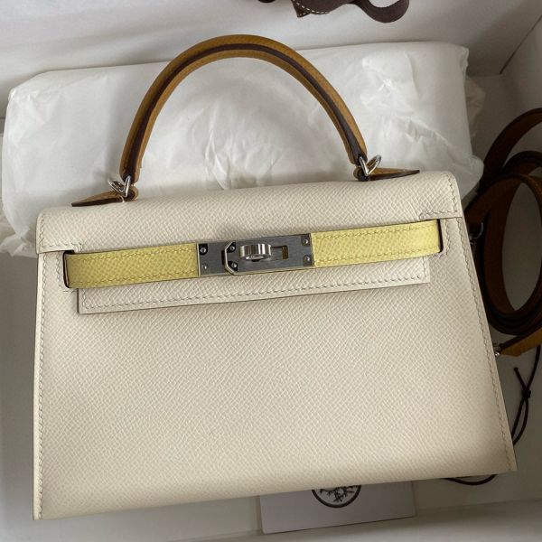 Hermes Kelly Mini II Sellier Tri-color Bag in Nata/Craie/Black Epsom Calfskin