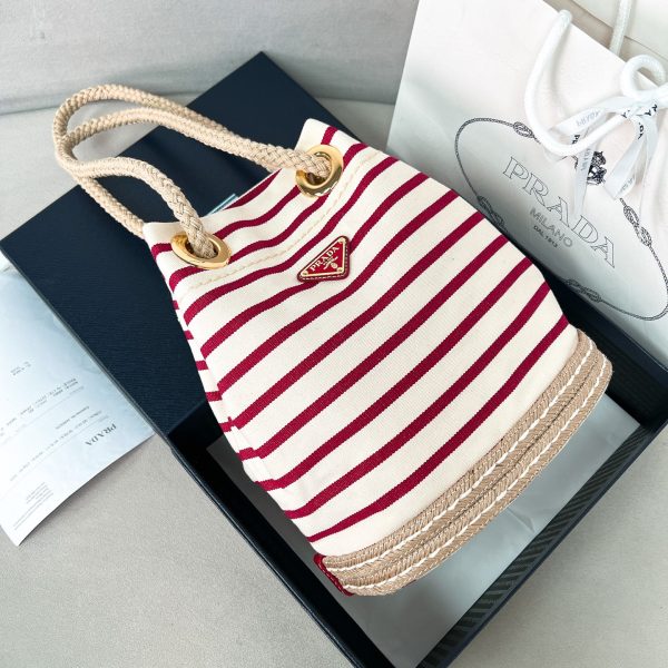 Prada Mariner small striped fabric bucket bag