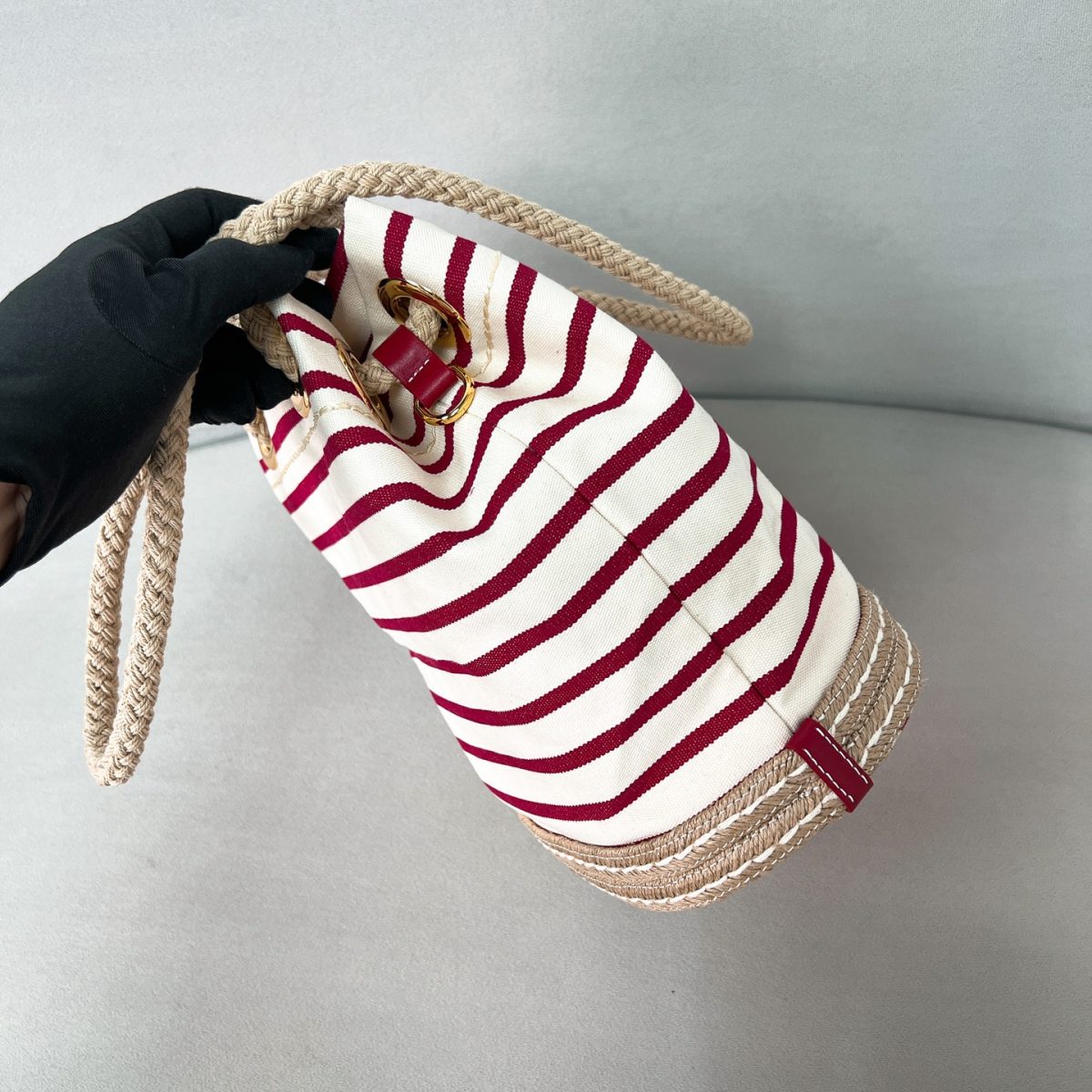 Prada Mariner small striped fabric bucket bag - Image 4
