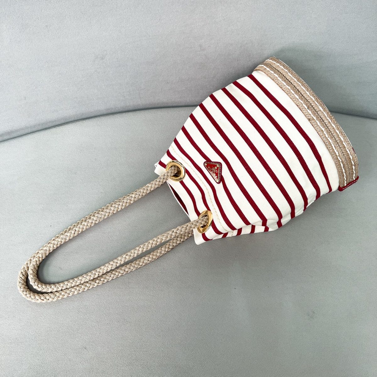 Prada Mariner small striped fabric bucket bag - Image 2