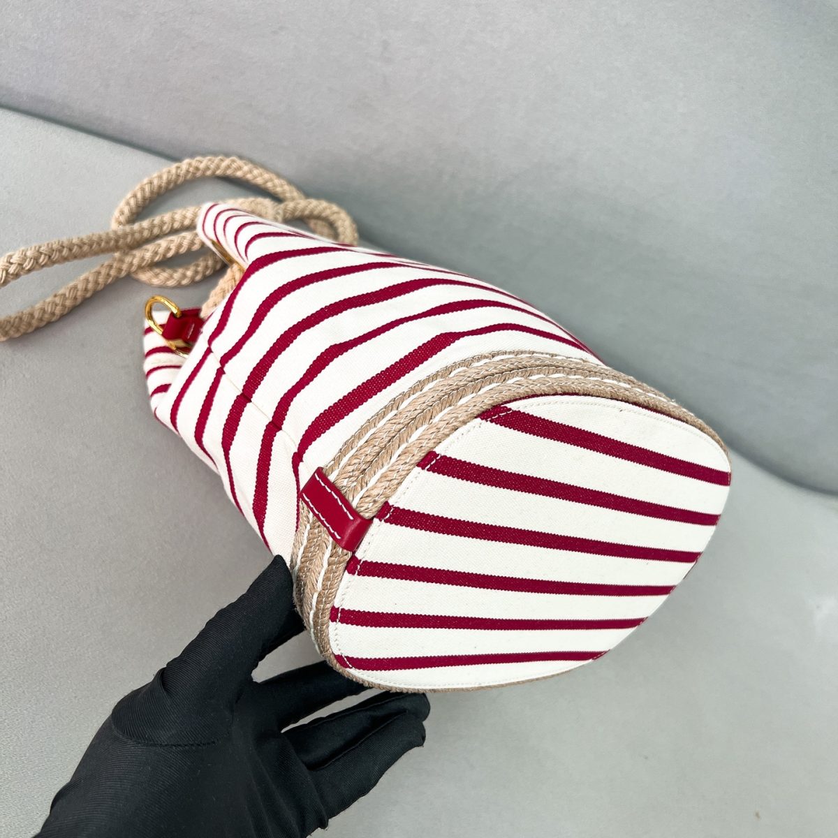 Prada Mariner small striped fabric bucket bag - Image 6