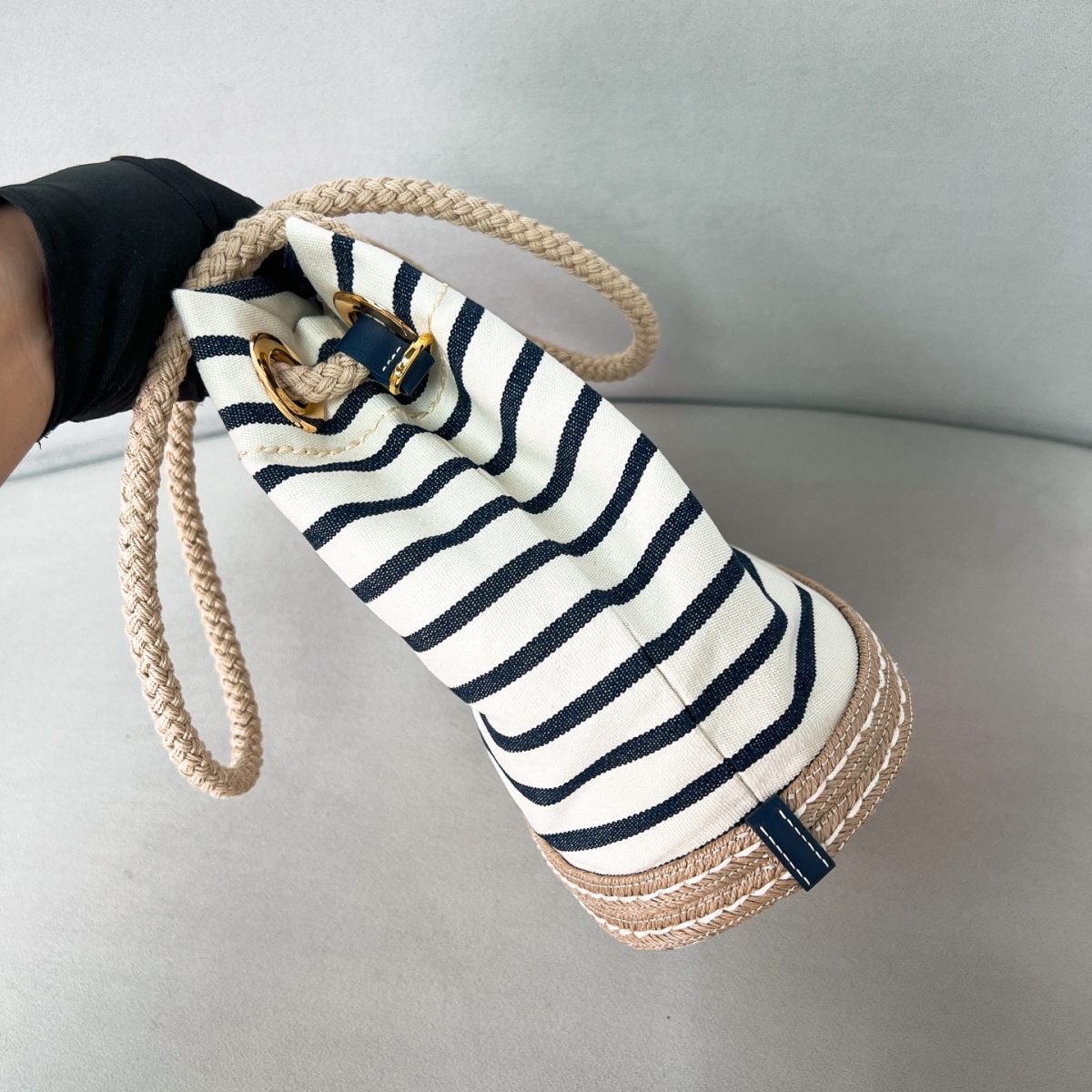 Prada Mariner small striped fabric bucket bag - Image 6