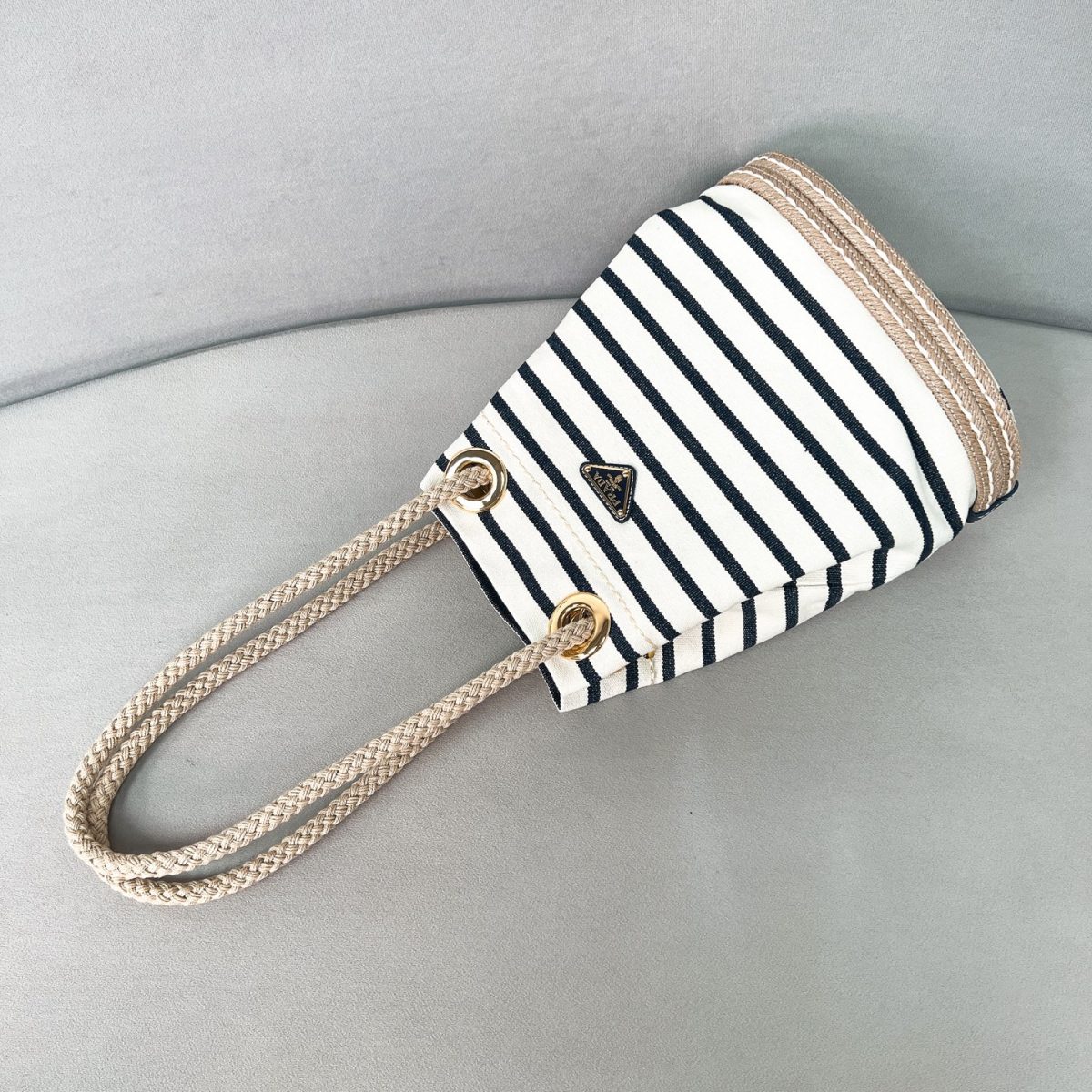 Prada Mariner small striped fabric bucket bag - Image 4
