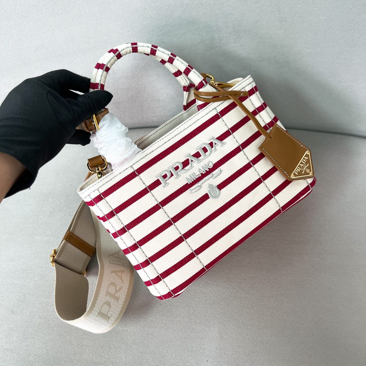 Prada Jardinière striped cotton canvas mini-bag - Image 1