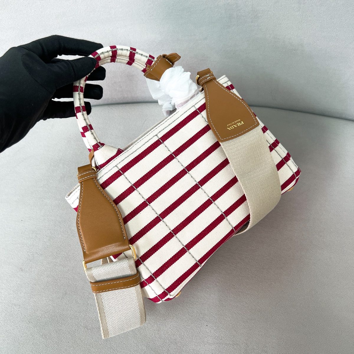 Prada Jardinière striped cotton canvas mini-bag - Image 3