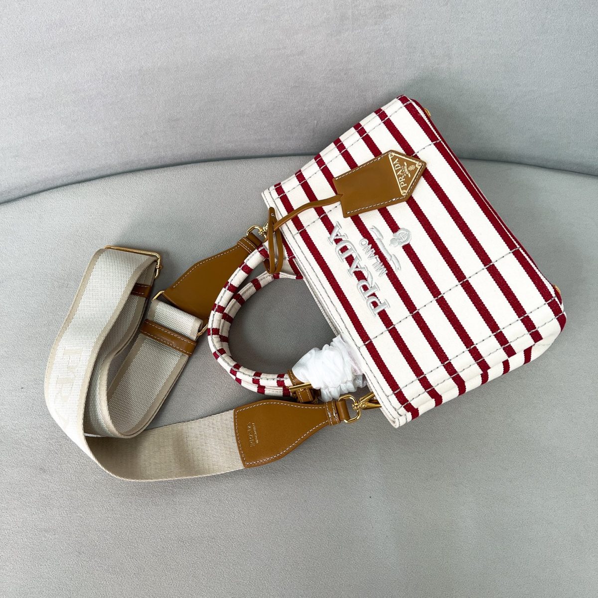 Prada Jardinière striped cotton canvas mini-bag - Image 4