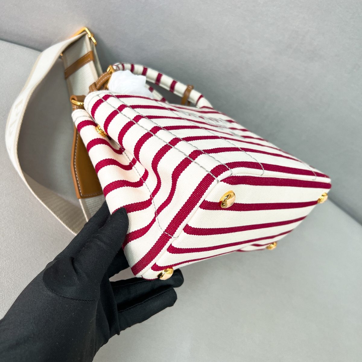 Prada Jardinière striped cotton canvas mini-bag - Image 6