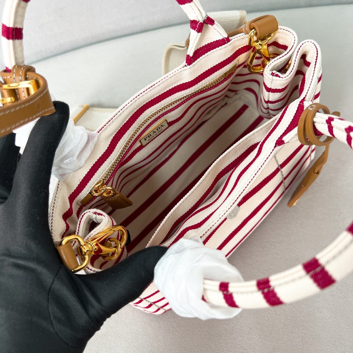 Prada Jardinière striped cotton canvas mini-bag - Image 7