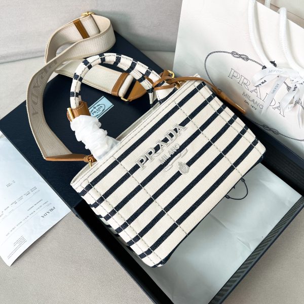 Prada Jardinière striped cotton canvas mini-bag