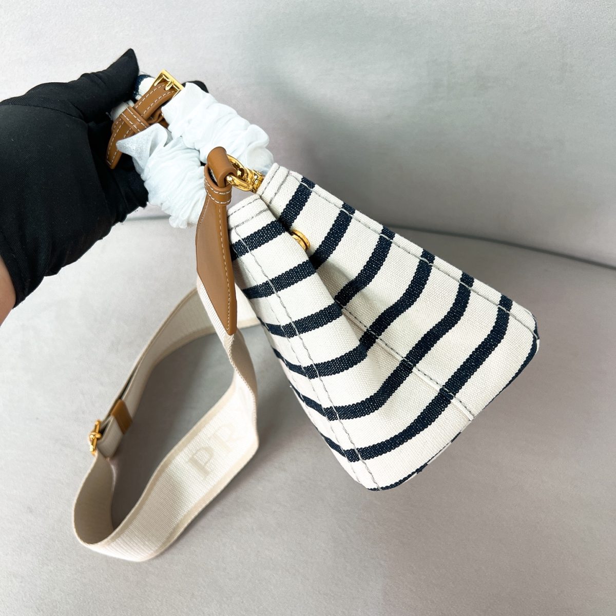 Prada Jardinière striped cotton canvas mini-bag - Image 4