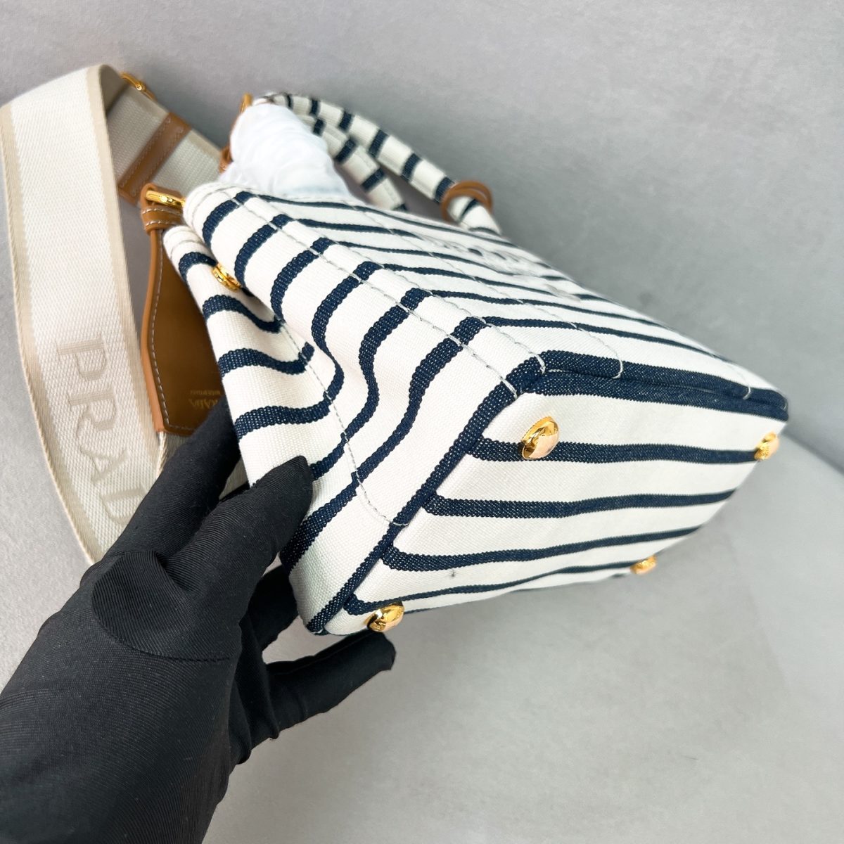 Prada Jardinière striped cotton canvas mini-bag - Image 5