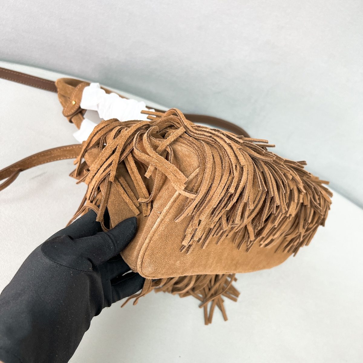 Prada Galleria medium suede bag with fringe - Image 6