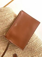 Medium Supple Celine Classic Panier In Raffia And Calfskin - Image 3