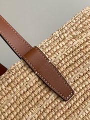 Medium Supple Celine Classic Panier In Raffia And Calfskin - Image 7