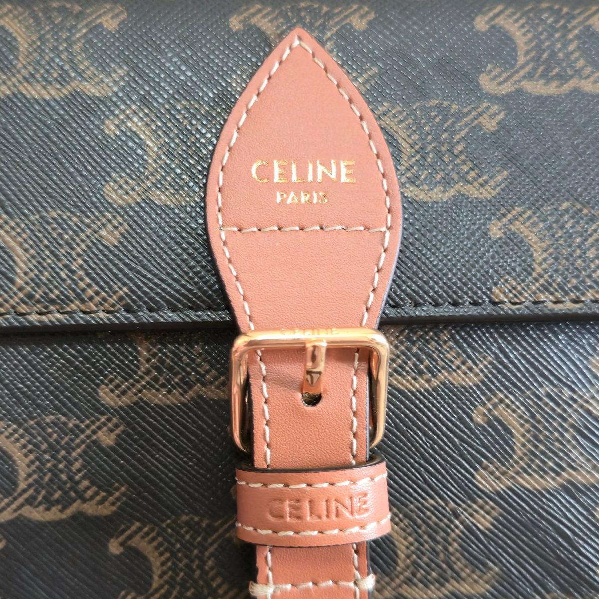 Celine Folco Shoulder Bag In Triomphe Canvas And Calfskin - Image 6