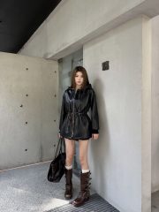 LouisVuitton Leather Peplum Parka