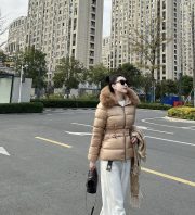 Moncler Boed Hooded Shearling-Trimmed Short Down Jacket